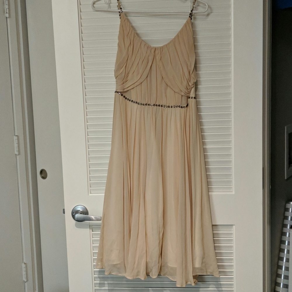 Pink strappy silk dress